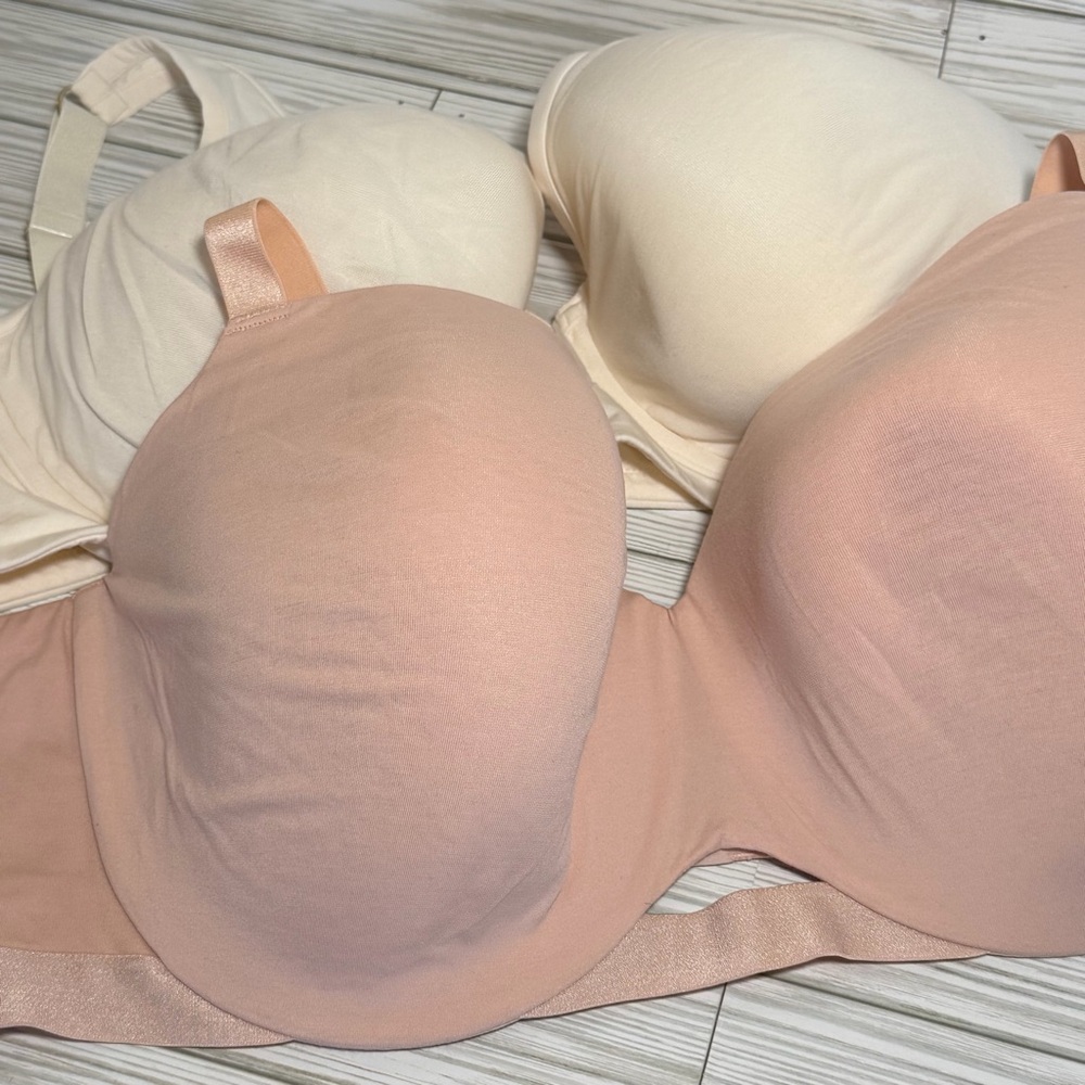 ThirdLove 48C Bra Bundle 24/7 Cotton T-Shirt Bra & 24/7 Cotton Plunge Underwire